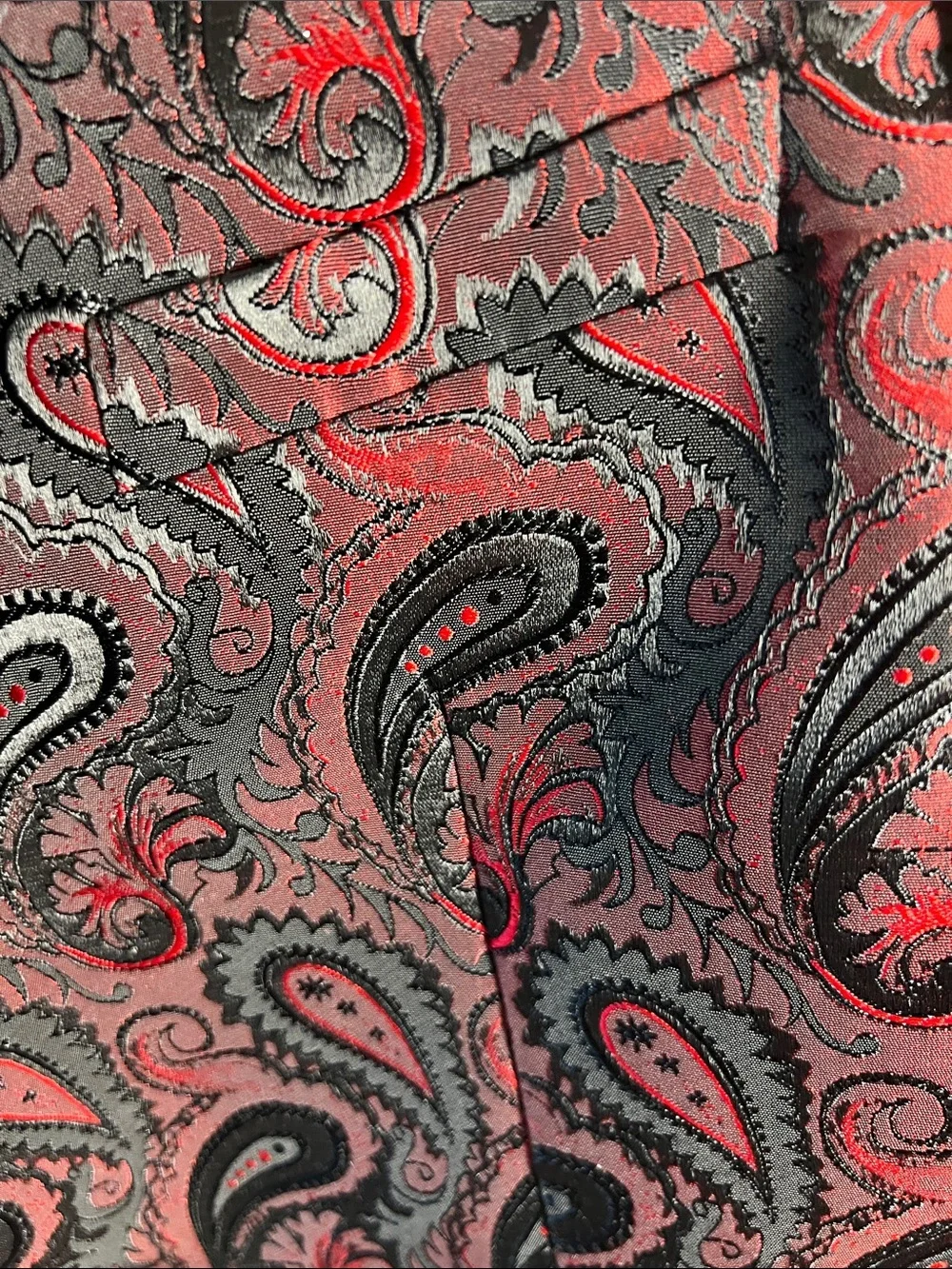 COOFANDY Men's Red & Black Paisley Shawl Lapel Tuxedo Jacket